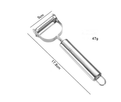 Stainless Steel Peeler Three-Piece Set, Household Melon And Fruit Planing Duck Feather Clip, Double-Headed Peeling Knife And Grater