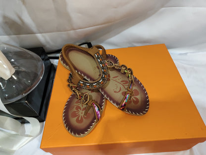 Bohemian Thong Sandals Summer Fashion Flowers Flat Beach Shoes For Women
