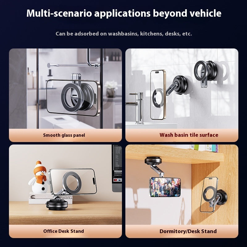 Double Suction Cup Car Mobile Phone Bracket Vacuum Adsorption Magnetic Bracket