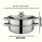 High Quality Stainless Steel Steamer Set - Double-layer Thickened Design, Suitable For Induction Cookers And Gas Stoves - Perfect For Cooking And Hospitality, Durable Household Kitchen Utensils